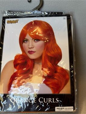Spirit Halloween Orange Curls Women's Synthetic Costume Wig